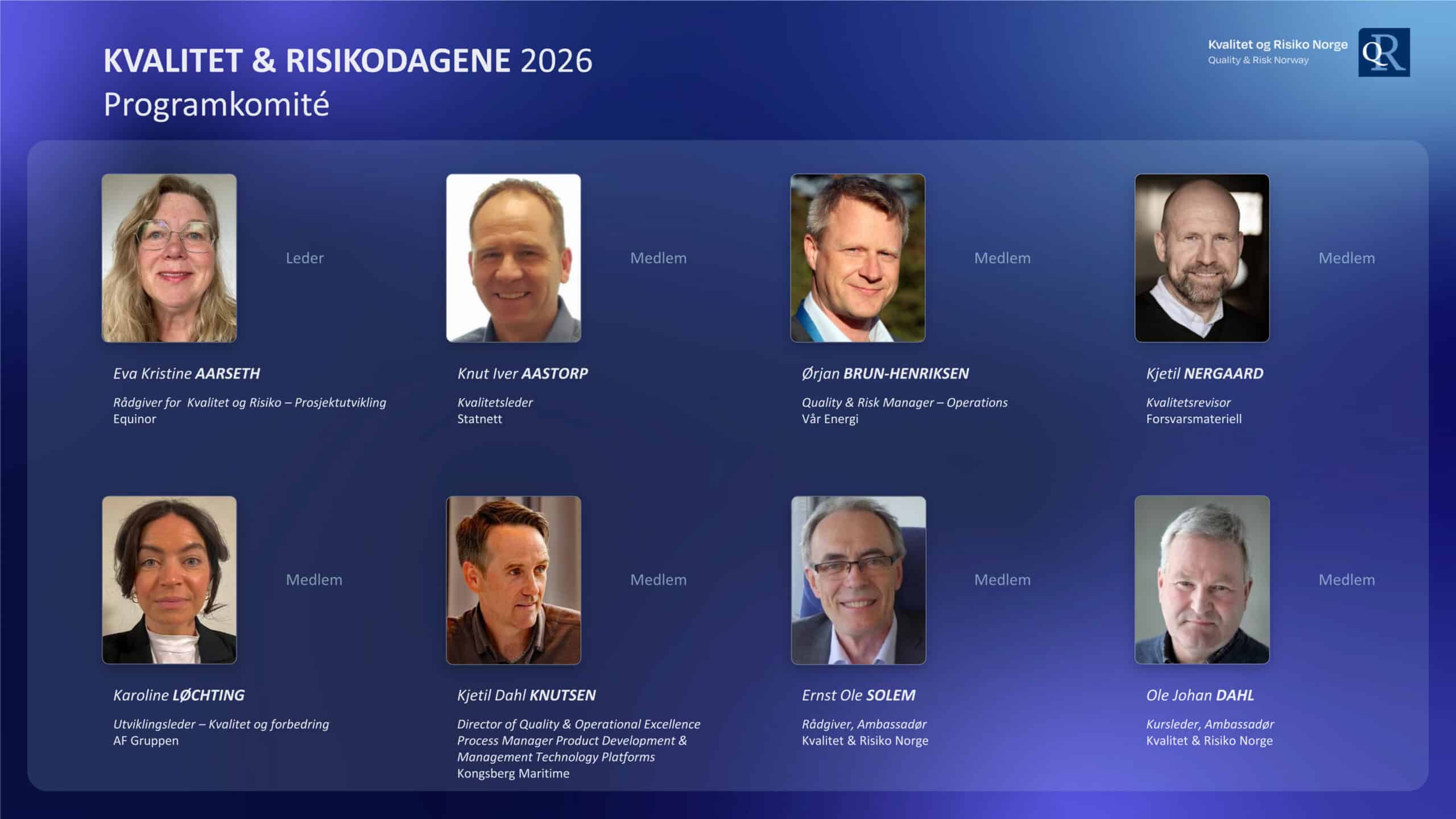 Møt årets programkomié for Kvalitet og Risikodagene 2026